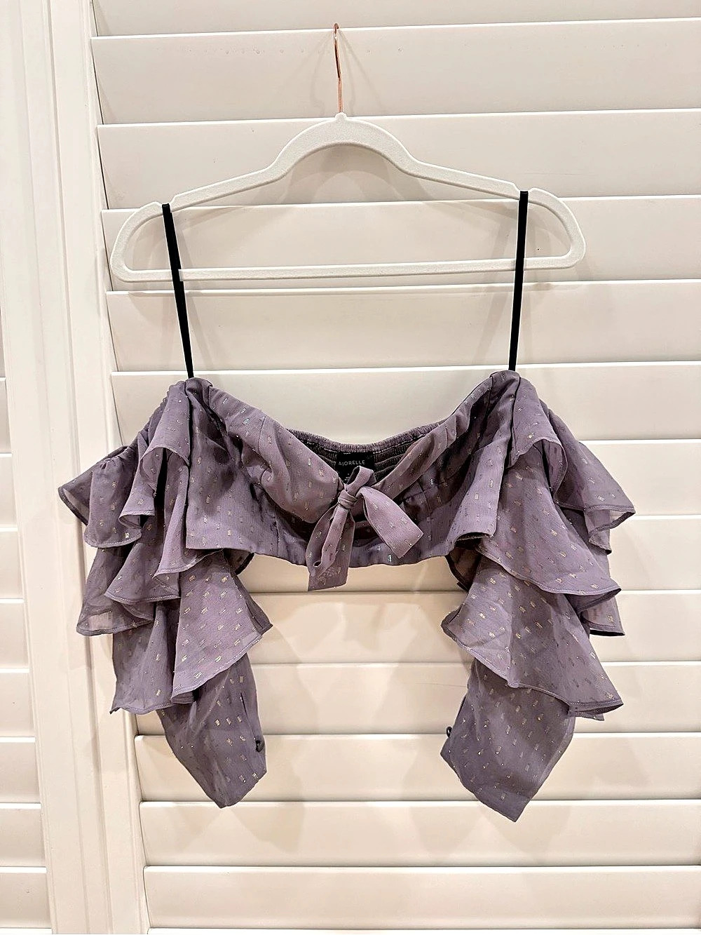 MAJORELLE Ruffled Tie-Front Crop Top